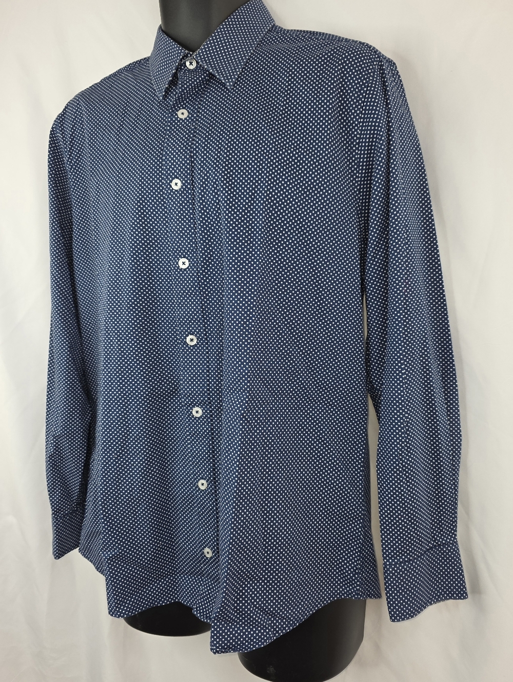 Nick Graham Everywhere Blue Polka Dot Button Down Size 16-16.5 Large AM-0649